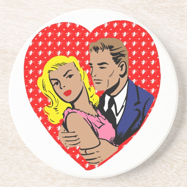 vintage anti Valentine's Day card Coaster (Front)