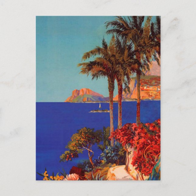Vintage Antibes Cote D'Azur Landscape  Holiday Postcard (Front)