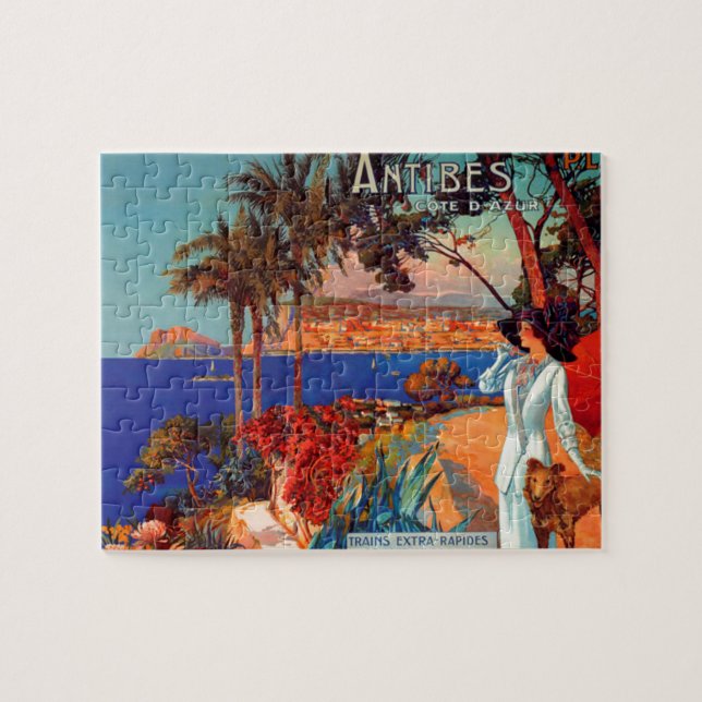 Vintage Antibes Cote D'Azur Travel Jigsaw Puzzle (Horizontal)