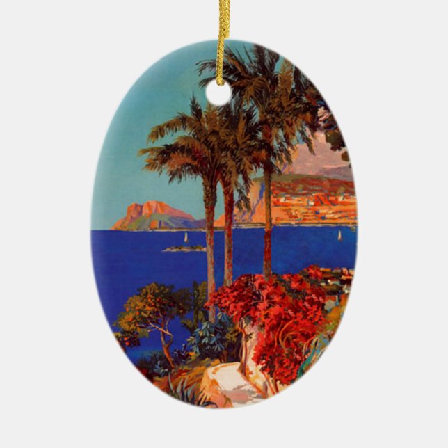 Vintage Antibes Cote D'Azur Travel Ornament (Front)
