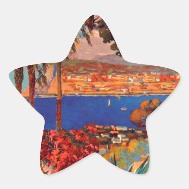 Vintage Antibes Cote D'Azur Travel Star Sticker (Front)