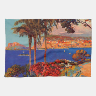 Vintage Antibes Cote D'Azur Travel Tea Towel