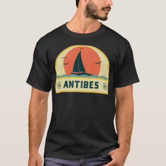 Vintage Antibes France Sailing Vacation Badge T-Shirt