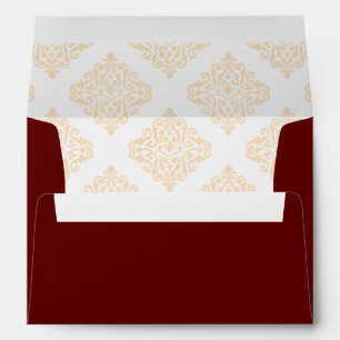 Vintage Antique Baroque Gold Burgundy Red Wedding Envelope