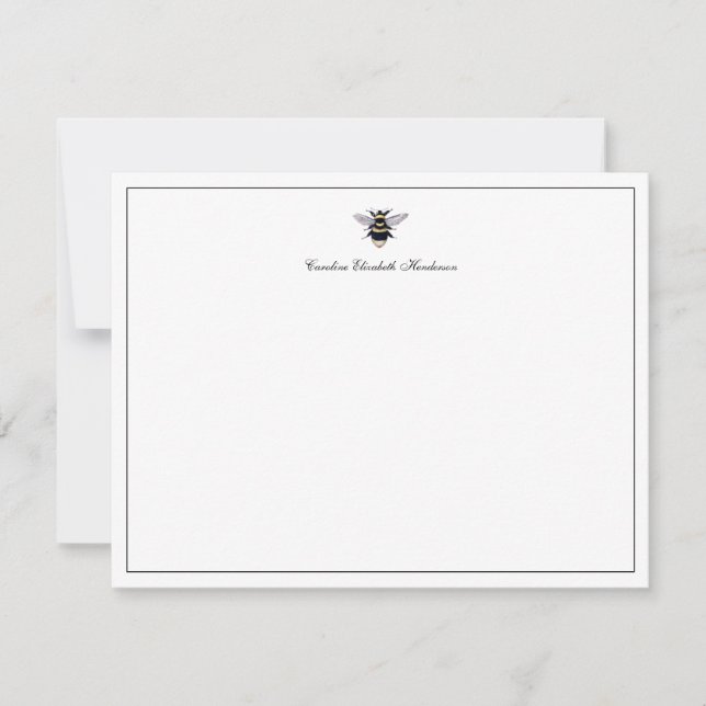 Vintage Antique Bee Elegant Script Personalised Card (Front)