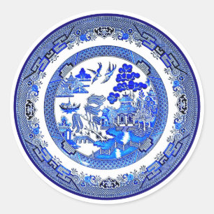 Vintage Antique Blue Willow Pattern circa 1790 Classic Round Sticker