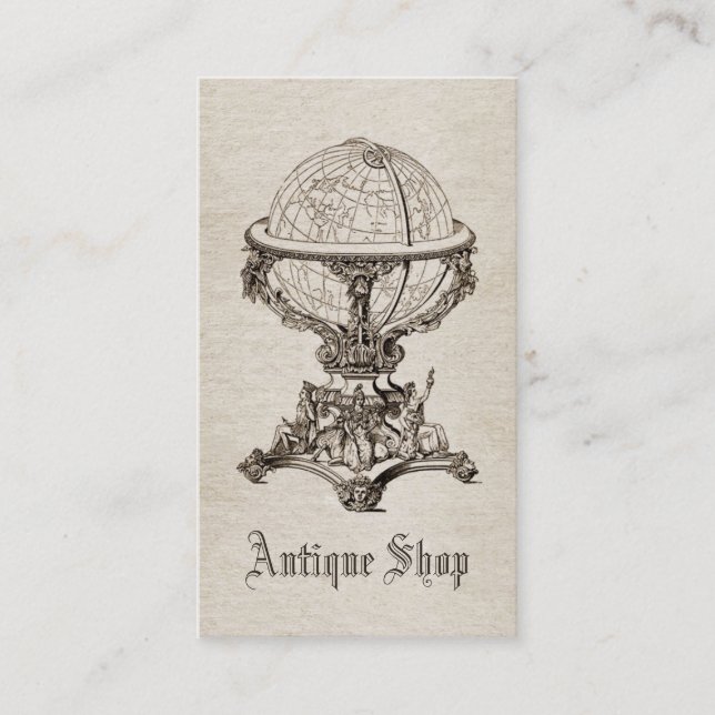 Vintage antique business card template Sepia (Front)