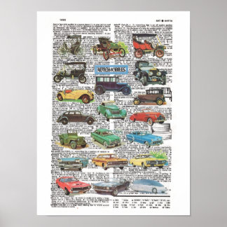Vintage antique car poster