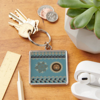 Vintage, Antique Cat, Ancient Motif Art Key Ring