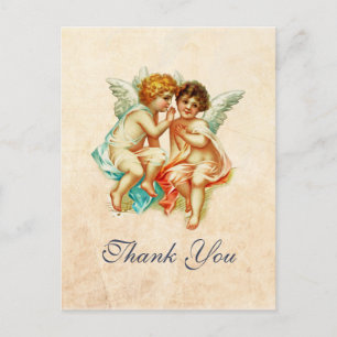 Vintage Antique Cherub Angels Drawing Thank You Postcard