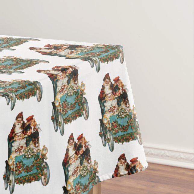 Vintage Antique Christmas Santa Claus Tablecloth (In Situ)