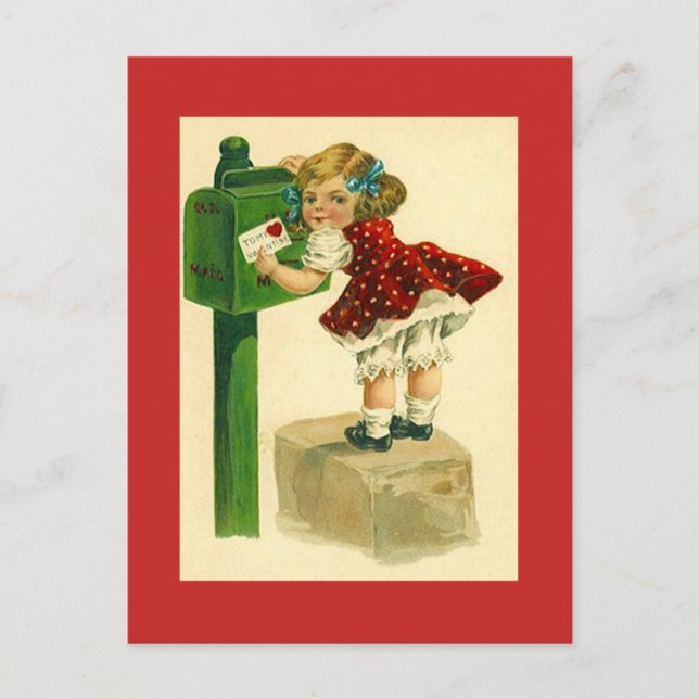 Vintage Antique cute Mailing Valentine's Day Card (Front)