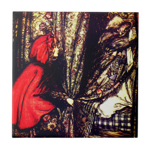 Vintage Antique Design Little Red Riding Hood Ceramic Tile