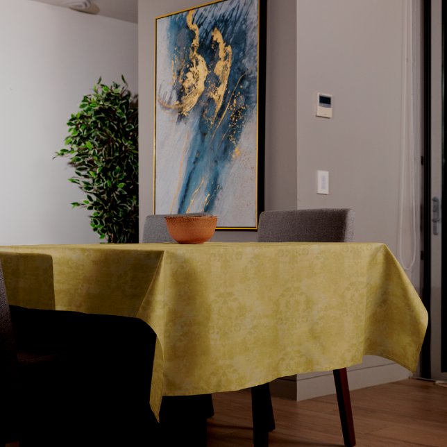 Vintage Antique Distressed Gold Damask Pattern Tablecloth (Creator Uploaded)
