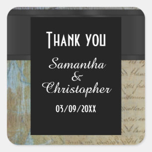 Vintage antique distressed thank you square sticker
