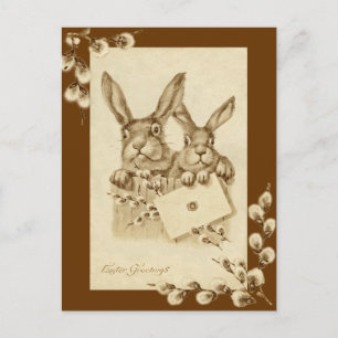Vintage/Antique Easter Rabbit Sepia Postcard
