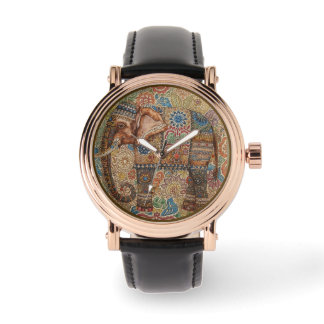 Vintage, Antique Elephant,Batik Pattern Watch