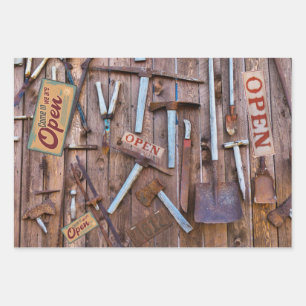 Vintage Antique Farm Tools Wrapping Paper Sheet