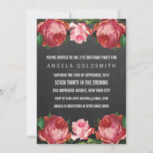 Vintage Antique Floral 21st Birthday Invites