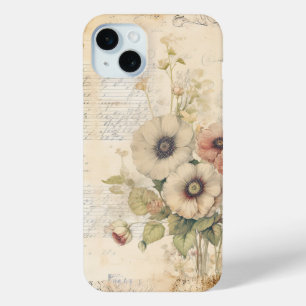 Vintage Antique Flowers Floral Junk Journal iPhone 15 Mini Case
