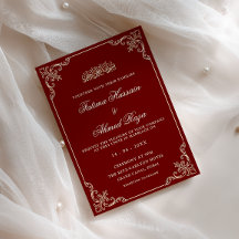 Vintage Antique Frame Burgundy Red Muslim Wedding