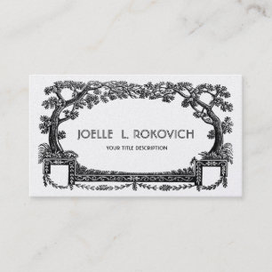 Vintage Antique French Trees Frame Black n White Business Card