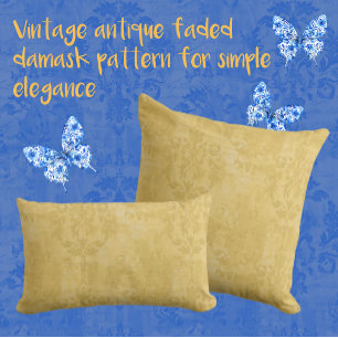 Vintage Antique Gold Damask Pattern Cushion