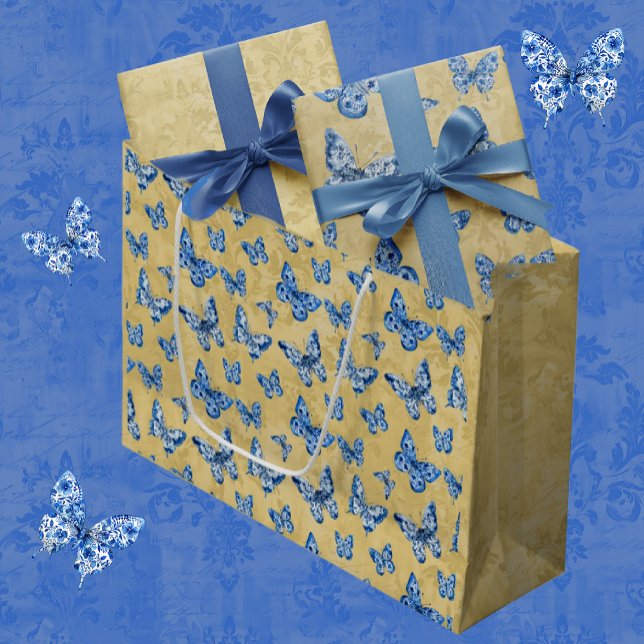 Vintage Antique Gold Damask Pattern Large Gift Bag (Creator Uploaded)