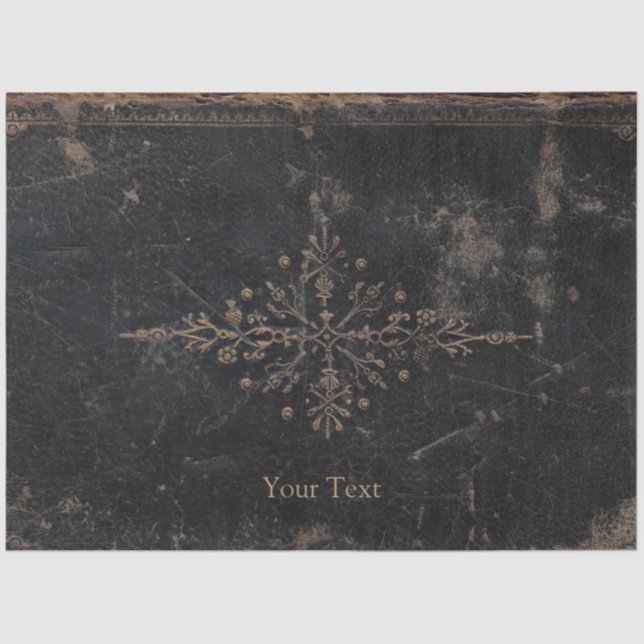 Vintage Antique Gold Leaf Leather Tissue Paper (Front)