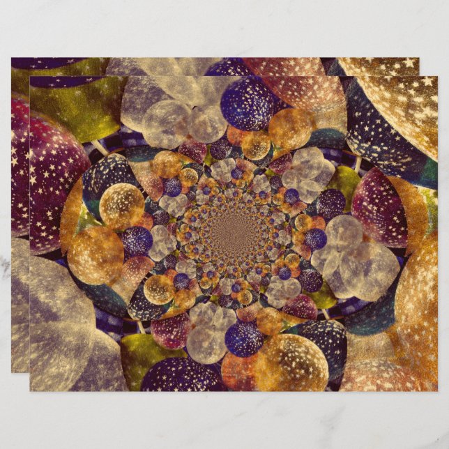 Vintage Antique Gold Purple Balloons Kaleidoscope (Front/Back)