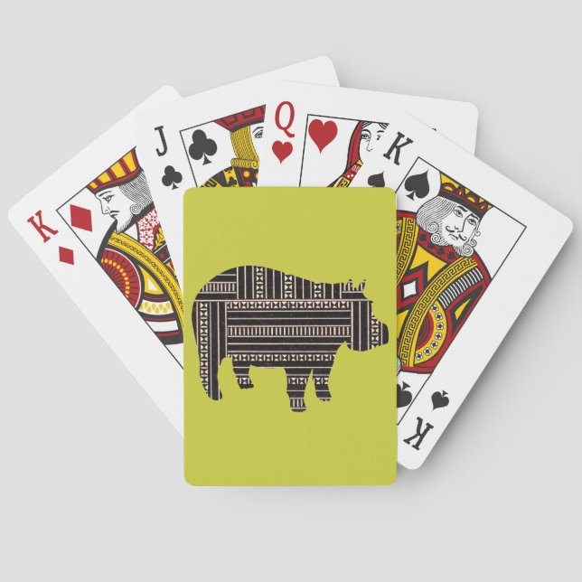 Vintage Antique Hippo Ethnic Pattern Tribal Playing Cards (Back)