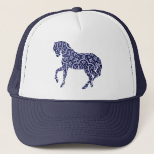 Vintage Antique Horse Pattern Decorative Design Trucker Hat