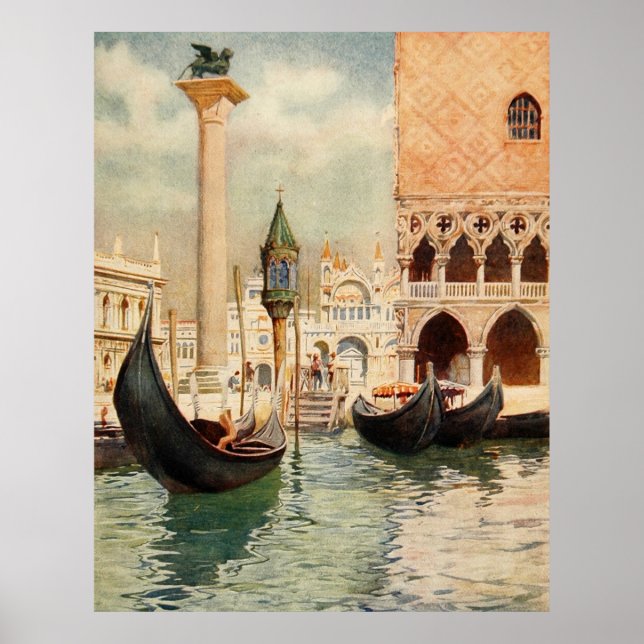 Vintage Antique Italy Venice Gondola Shrine Poster (Front)