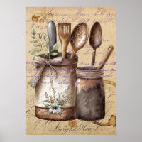 Vintage Antique Kitchen Utensils Decoupage