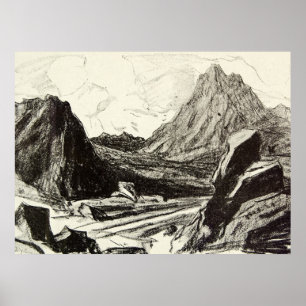 Vintage Antique Landscape Scotland Arran Hill Poster