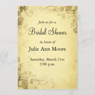 Vintage Antique Look Bridal Shower Invitation
