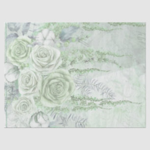 Vintage Antique Mint Rose Decoupage Tissue Paper