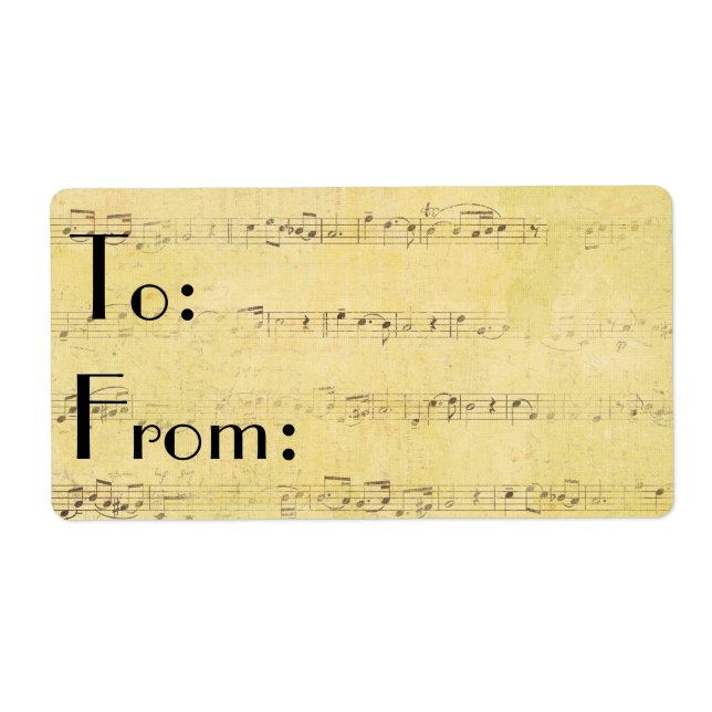 Vintage Antique Musical Notes Custom Labels (Front)