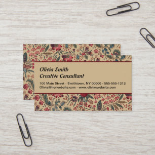 Vintage Antique Needlework Floral Furnishing Business Card