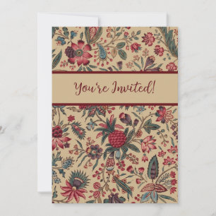 Vintage Antique Needlework Floral Furnishing Invitation