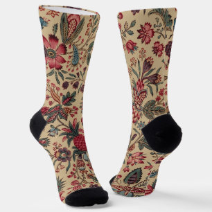 Vintage Antique Needlework Floral Furnishing Socks