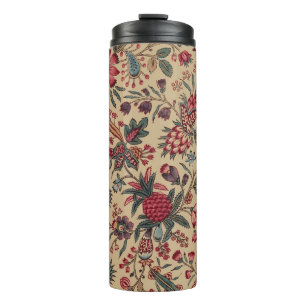 Vintage Antique Needlework Floral Furnishing Thermal Tumbler