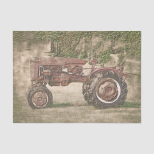 Vintage Antique Old Rustic Country Farm Tractor Tissue Paper