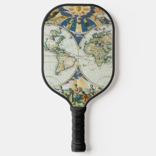 Vintage Antique Old World Map, 1666 by Pieter Goos Pickleball Paddle