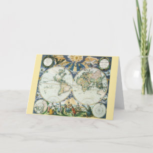 Vintage Antique Old World Map by Pieter Goos, 1666 Card