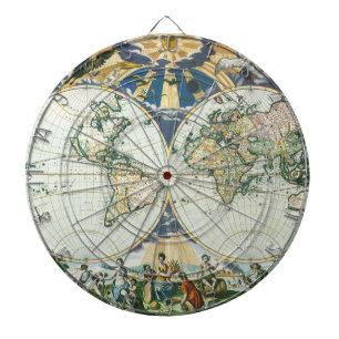 Vintage Antique Old World Map by Pieter Goos, 1666 Dartboard