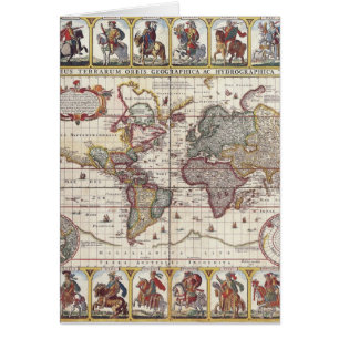 Vintage Antique Old World Map Design Faded Print