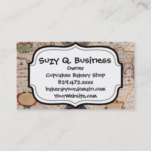 Vintage Antique Old World Map Design Faded Print Business Card