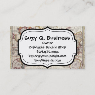 Vintage Antique Old World Map Design Faded Print Business Card