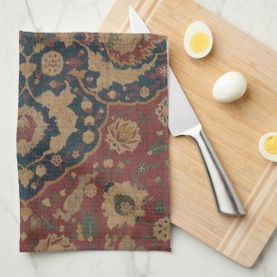 Vintage Antique Oriental Persian Red Pattern Tea Towel